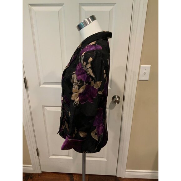 Alex Evenings Black & Purple Floral Jacquard Jacket, Size M - Picture 4 of 6